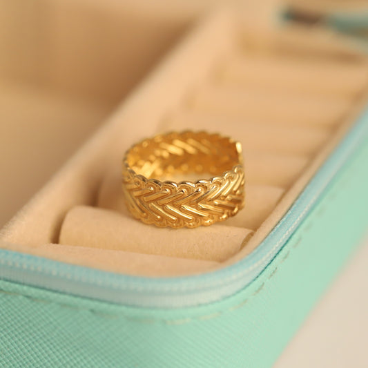 22K Gold Plated Leaf Filigree Ring