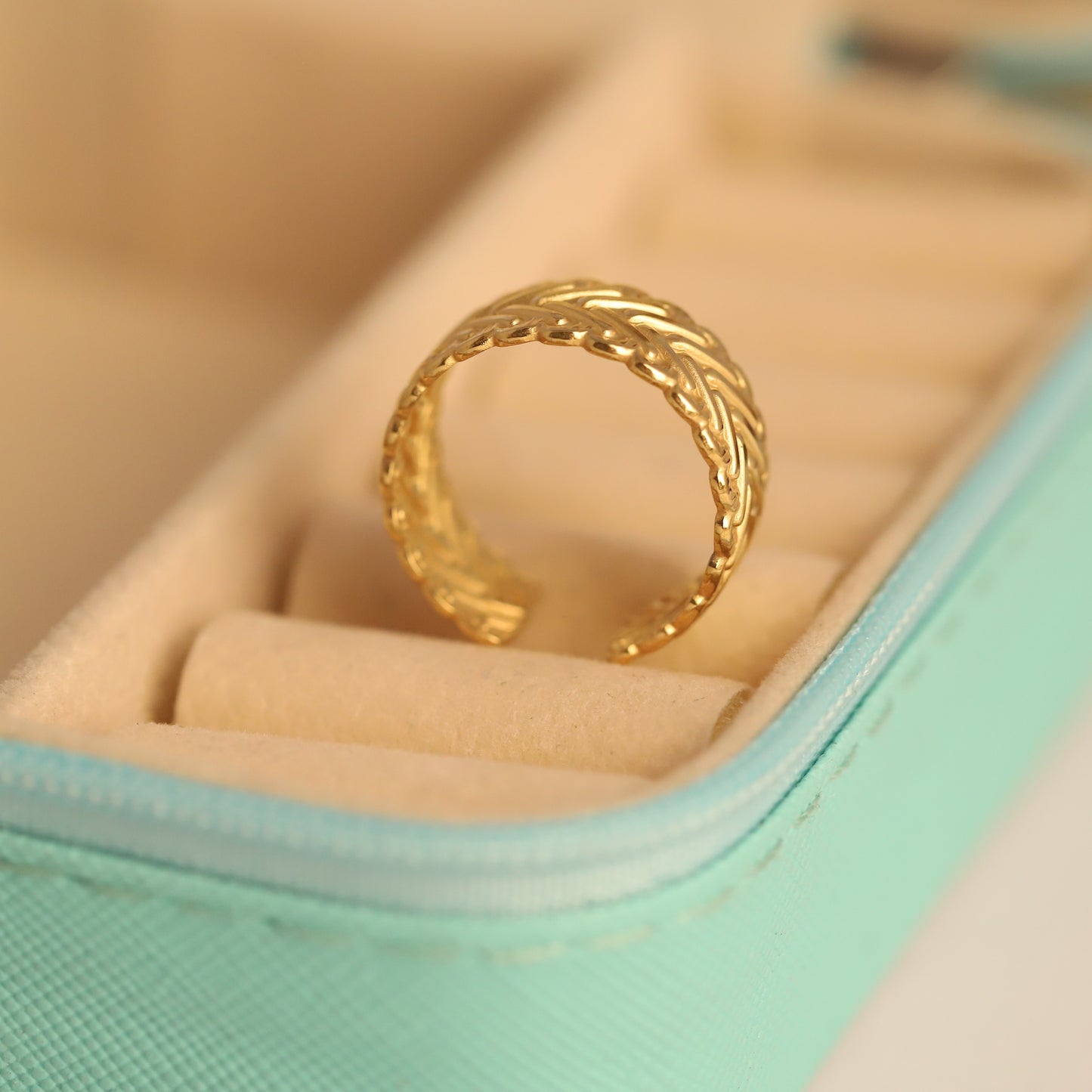 22K Gold Plated Leaf Filigree Ring
