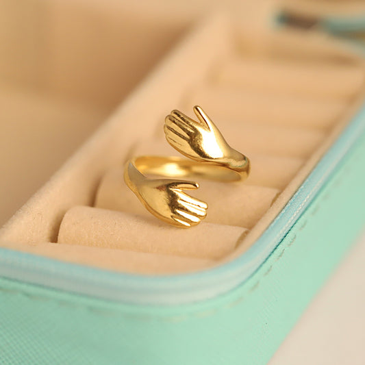 22K Gold Plated Embracing Hands Ring