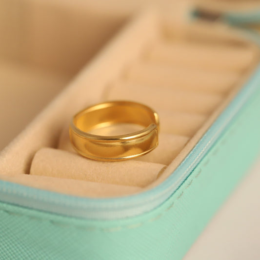 Gold Band Ring with Stud Detail - Adjustable & Minimalist Waterproof Jewelry