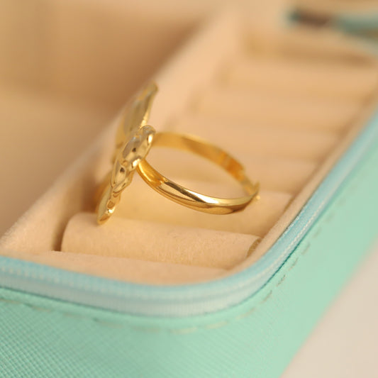 Gold Bow Ring - Adjustable Cute Ribbon Ring | Feminine & Waterproof Jewelry