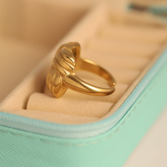 Gold Love Knot Ring - Adjustable Weave Design | Timeless & Waterproof Jewelry