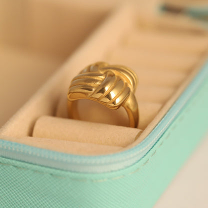 Gold Love Knot Ring - Adjustable Weave Design | Timeless & Waterproof Jewelry