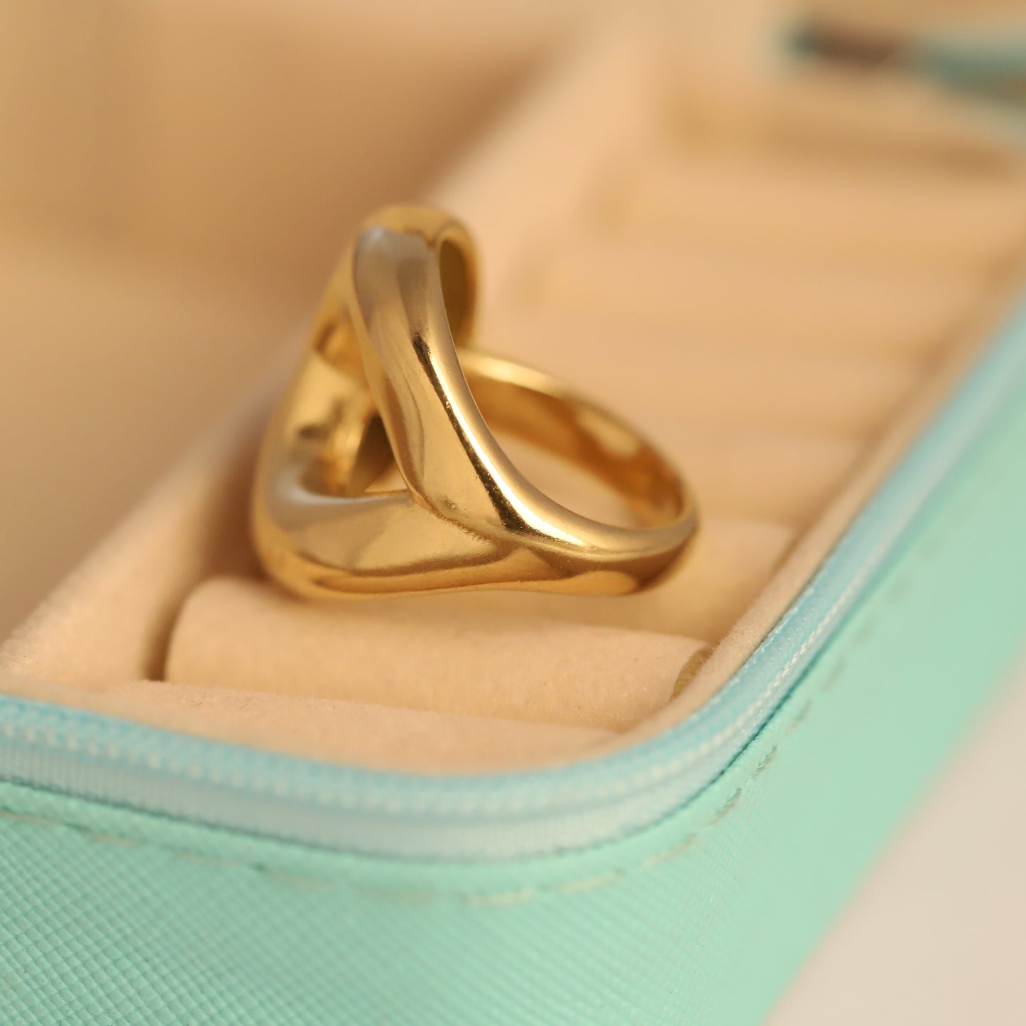 Gold Abstract Dome Ring - Modern Hollow Drop Design | Chunky & Waterproof Statement Jewelry