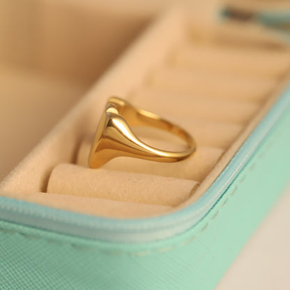 Gold Double Heart Ring - Adjustable Open Heart Love Ring | Romantic & Waterproof Jewelry
