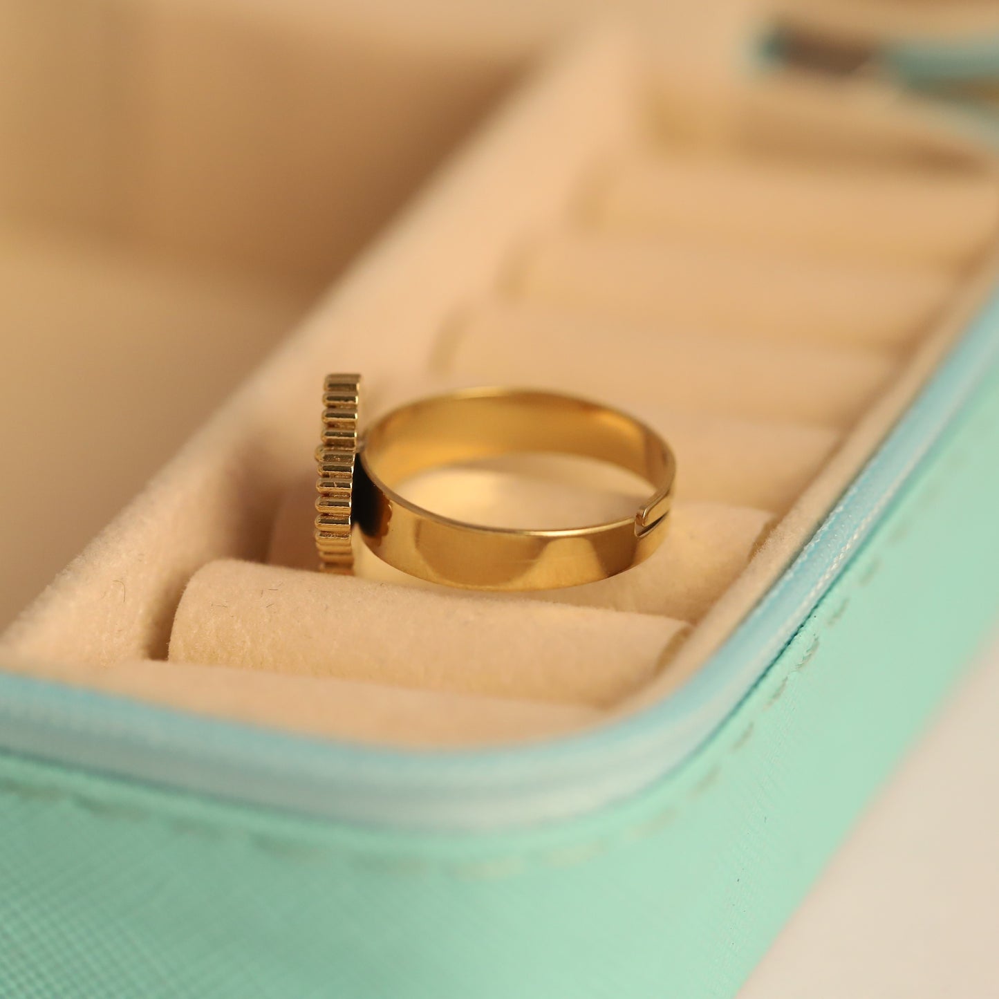 Vibrant Gold Plated Red Clover Ring | Lucky Four-Leaf Design