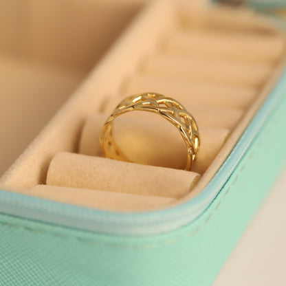 Adjustable Gold Celtic Knot Ring - Openwork Traditional Band