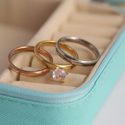Tri-Color Stacking Ring Set - Gemstone & Mixed Metal Bands