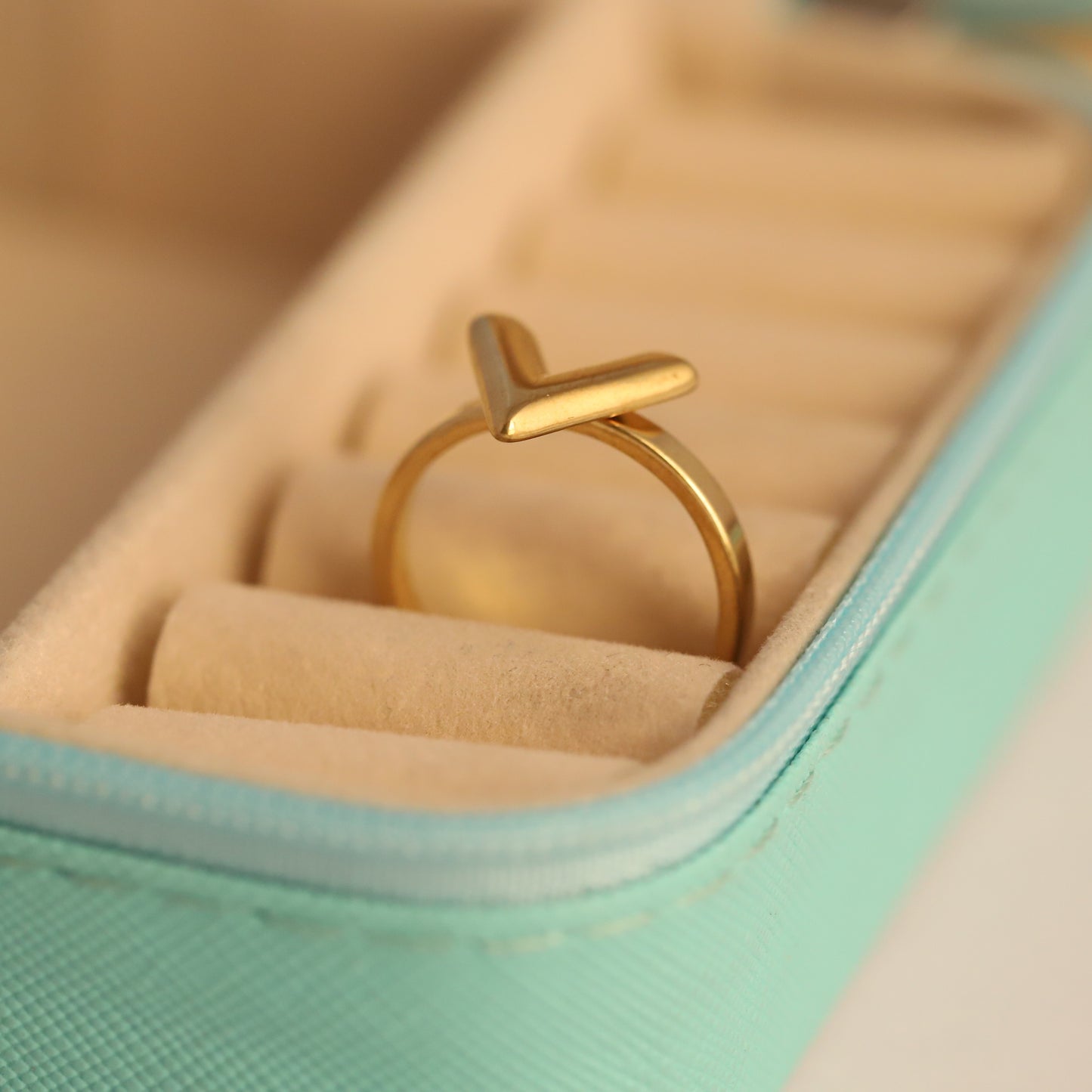 Modern Gold Chevron V Ring - Minimalist Geometric Jewelry
