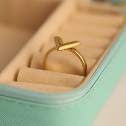 Modern Gold Chevron V Ring - Minimalist Geometric Jewelry