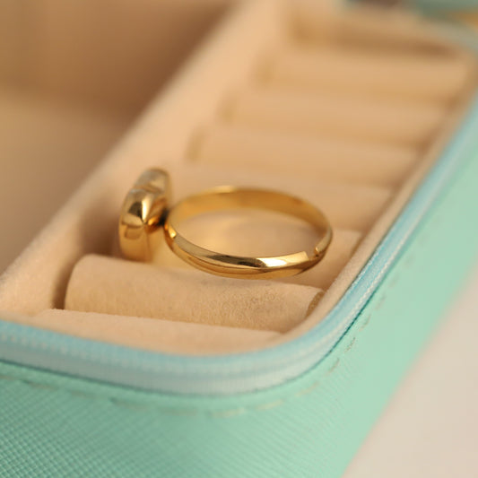 Chunky Gold Puffy Heart Ring - Adjustable Polished Statement Jewelry