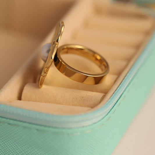 Floral Gold Ring with Pearl - Statement Flower Jewelry