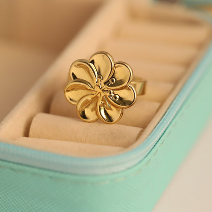 Bold Gold Petal Ring - Statement Floral Adjustable Jewelry