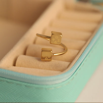 Minimalist Gold Square Ring - Open Cuff Geometric Jewelry