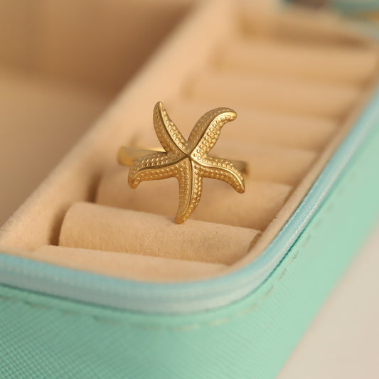 Gold Starfish Ring - Coastal & Nautical Jewelry