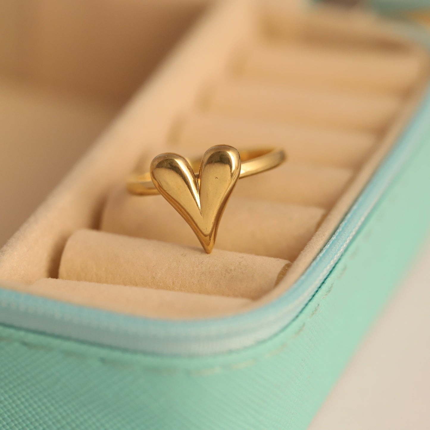 Gold Heart Ring - Minimalist Love Statement Jewelry