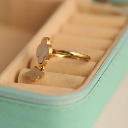Dangle Clover Ring - Mother of Pearl Lucky Charm Jewelry