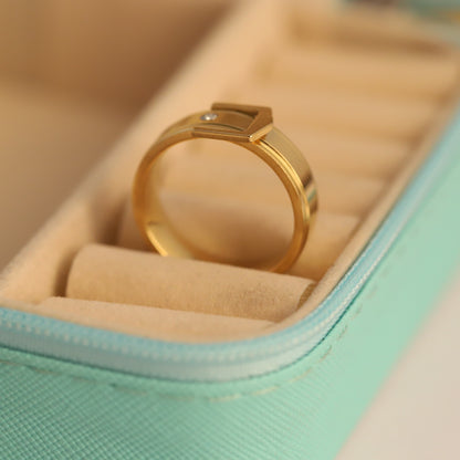 Buckle Ring - Gold & Diamond Statement Band