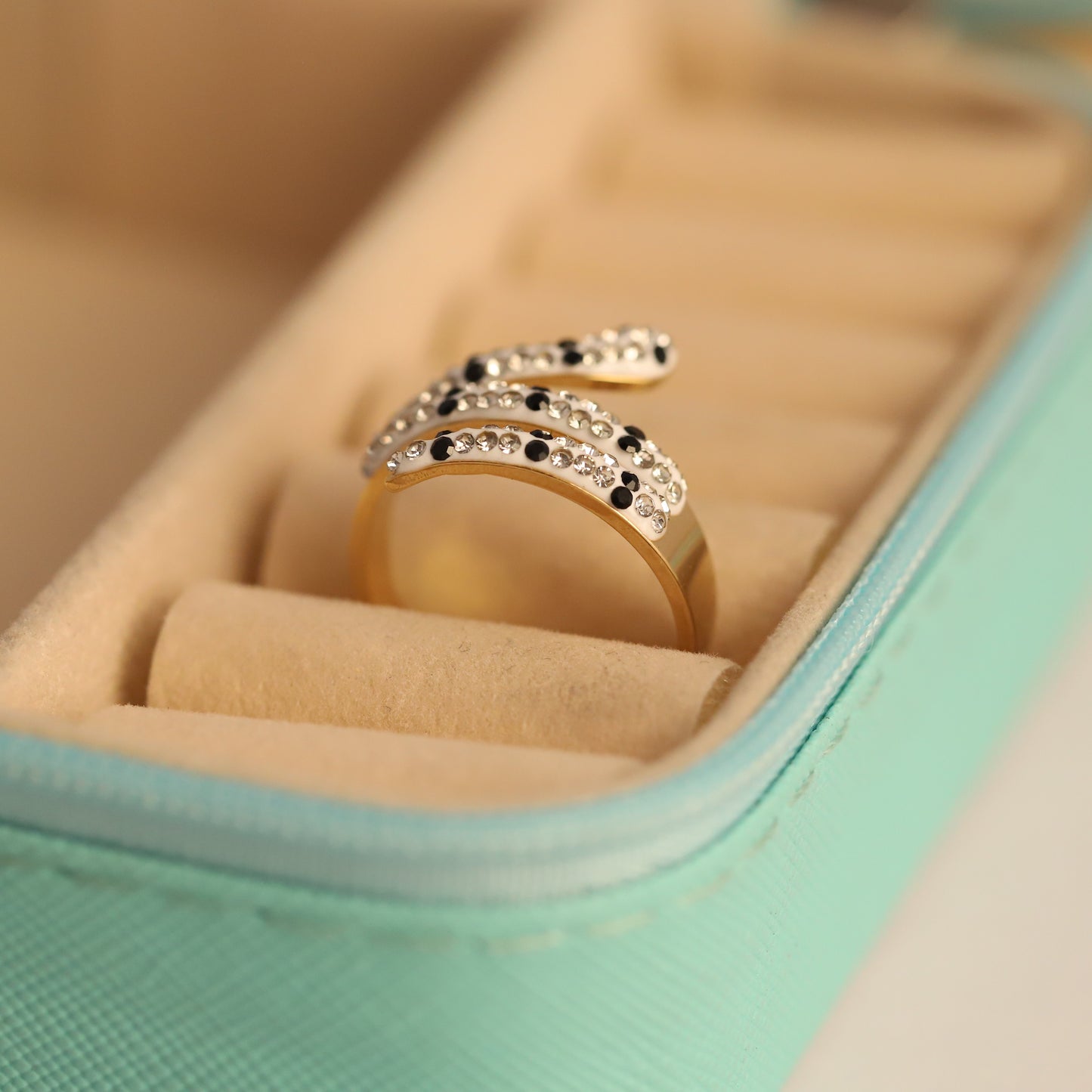 Pave Snake Ring - Sparkling Crystal Serpent Band