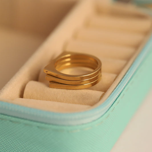 Geometric Stack Ring - Modern Gold Layered Band