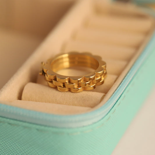 Link Chain Crown Ring - Statement Gold Band