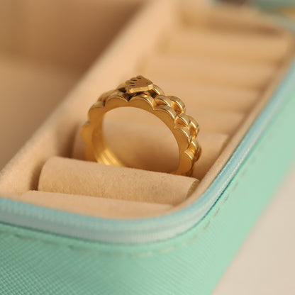 Link Chain Crown Ring - Statement Gold Band